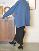 ビッグシルエットカットソー トップス ブラック 黒 ブルー 青 パープル ベージュ グレー カーキ 7カラー