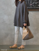 ビッグシルエットカットソー トップス ブラック 黒 ブルー 青 パープル ベージュ グレー カーキ 7カラー