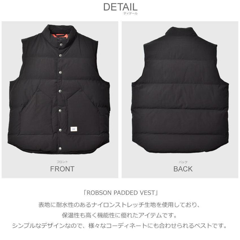 ROBSON PADDED VEST DMF2061378 ベスト ブラック 黒 カーキ 2カラー