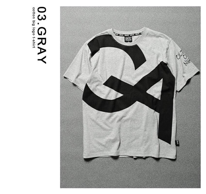 コットンビッグロゴTシャツ GA7303 Tシャツ ブラック 黒 ホワイト 白 グレー 3カラー