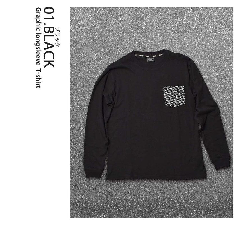 グラフィック ロングスリーブTシャツ GA7311 長袖Tシャツ ホワイト 白 ブラック 黒 ベージュ 3カラー