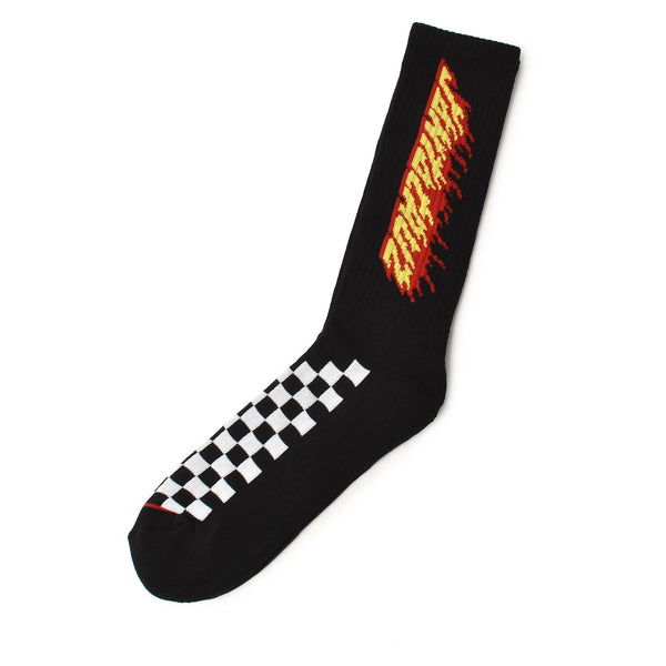 CHECK RINGED FLAMED DOT CREW SOCKS 1PAIR 44643142 靴下 ブラック 黒 ホワイト 白 2カラー