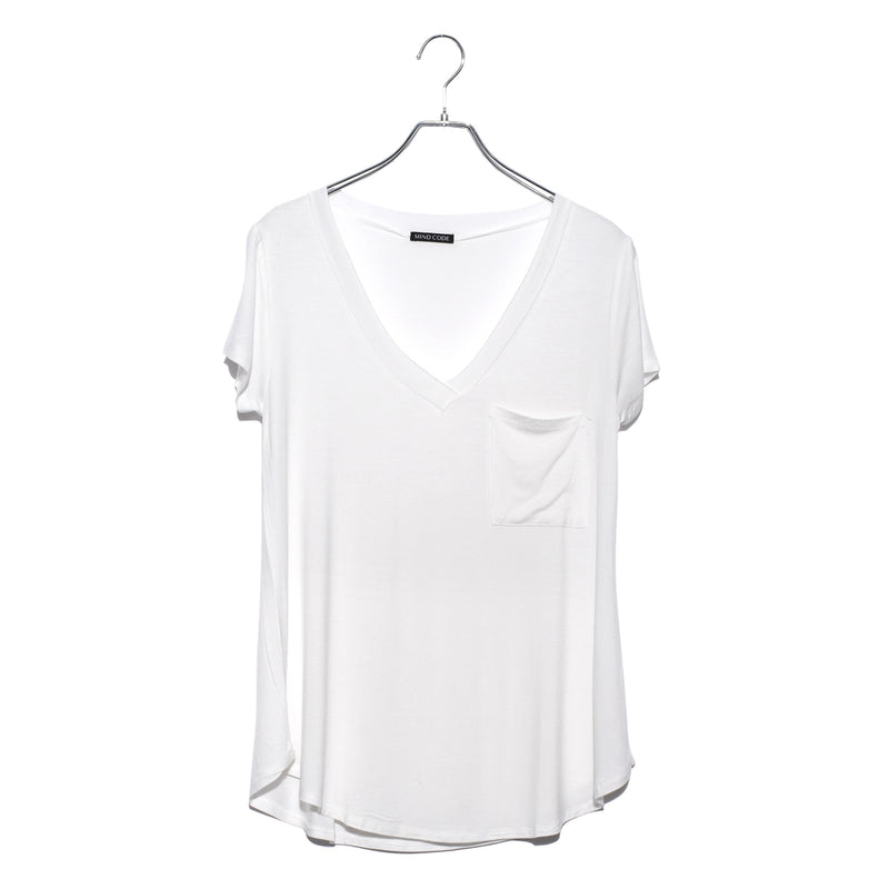 ロングライン Vネック ポケットシャツ 8254 半袖Tシャツ 2カラー 返品無料