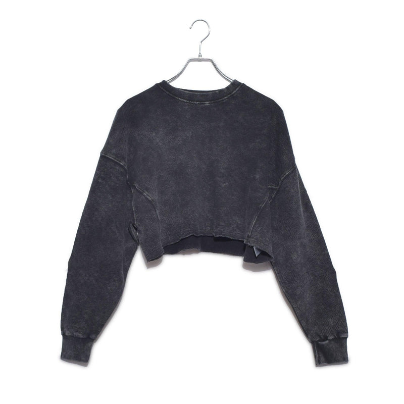 クロップジャカードミネラルウォッシュプルオーバー KT11331 長袖Tシャツ ブラック 黒 ホワイト 白 ピンク 3カラー