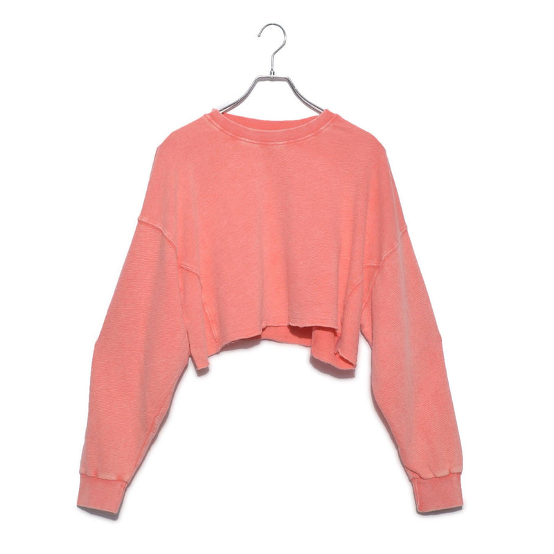 クロップジャカードミネラルウォッシュプルオーバー KT11331 長袖Tシャツ ブラック 黒 ホワイト 白 ピンク 3カラー