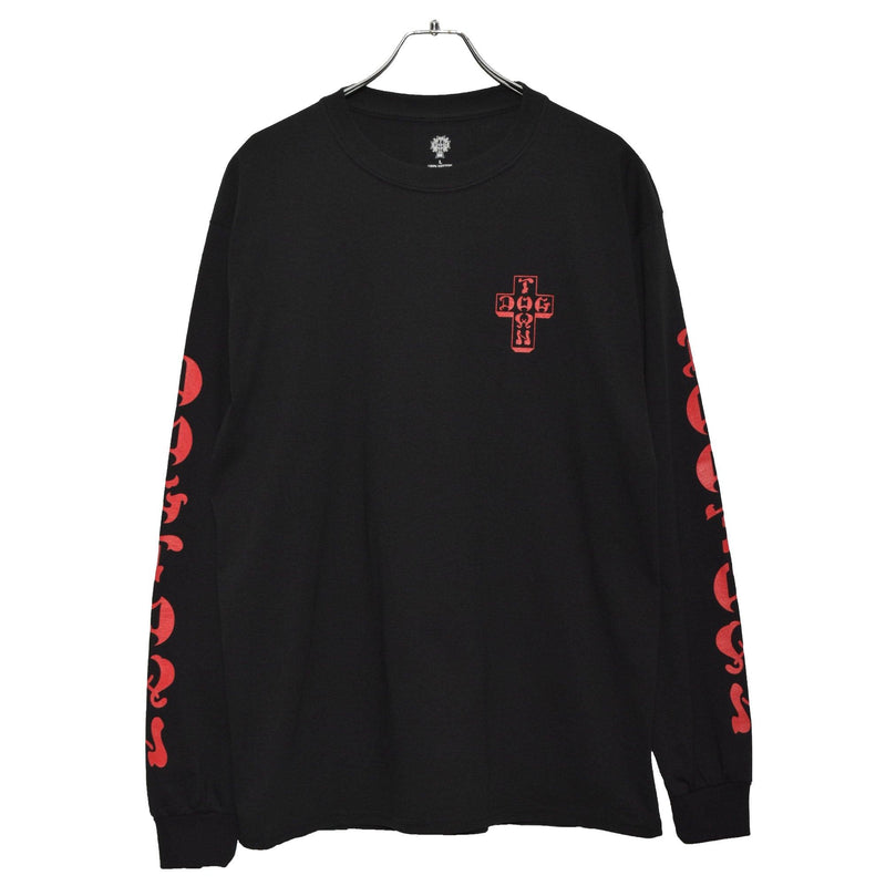 クロス スリーブ ロングTシャツ DT0103003S 長袖シャツ ブラック 黒 ホワイト 白 レッド 2カラー