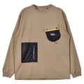 M＆W マルチポケット ロングスリーブTシャツ QLT221031 長袖Tシャツ ブラック 黒 ベージュ ホワイト 白 3カラー
