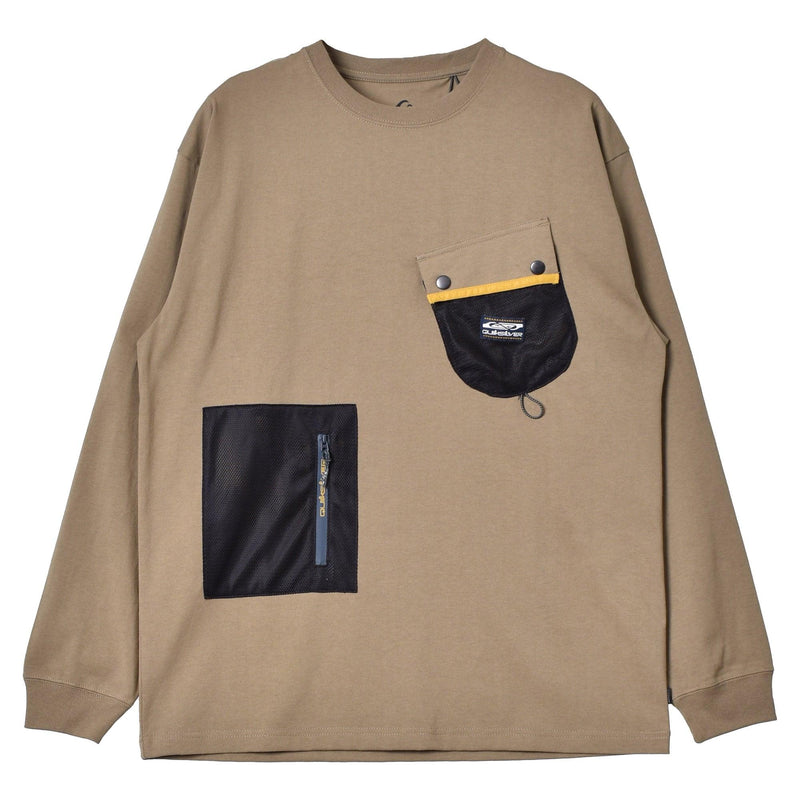 M＆W マルチポケット ロングスリーブTシャツ QLT221031 長袖Tシャツ ブラック 黒 ベージュ ホワイト 白 3カラー