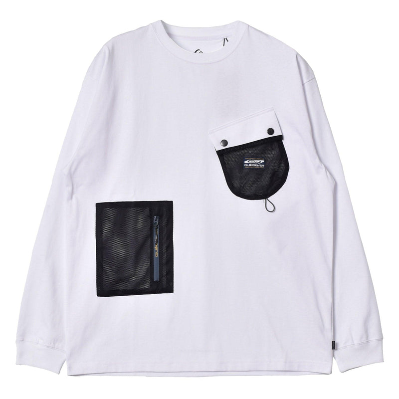 M＆W マルチポケット ロングスリーブTシャツ QLT221031 長袖Tシャツ ブラック 黒 ベージュ ホワイト 白 3カラー