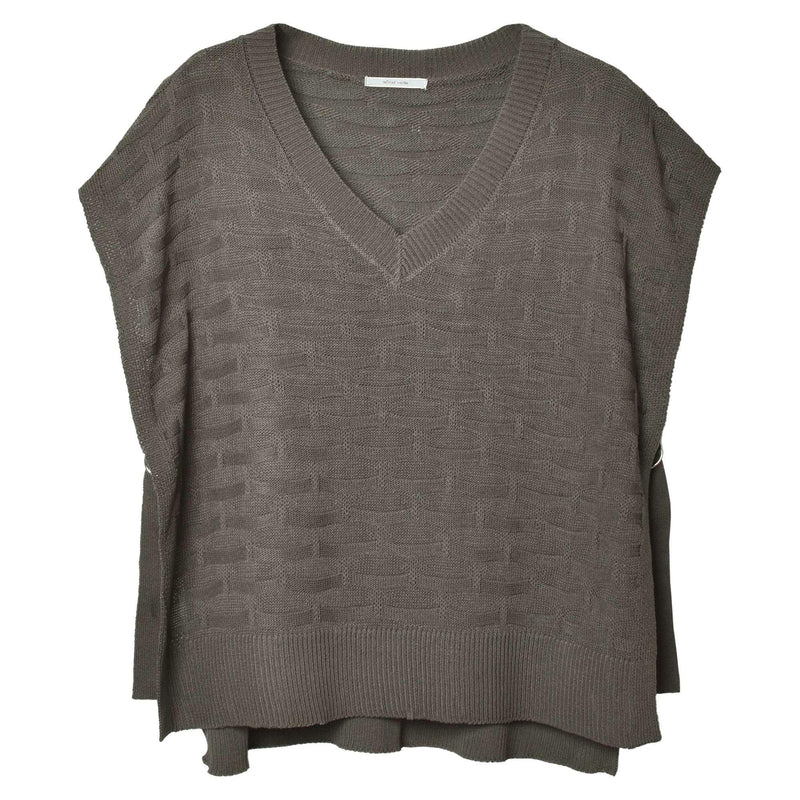 麻タッチACショートベスト 1014-7509 トップス ホワイト 白 イエロー チャコール 3カラー