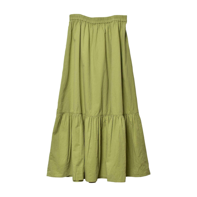 裾ティアードSK 1014-5528 ロングスカート ベージュ グレージュ オレンジ グリーン 緑 3カラー